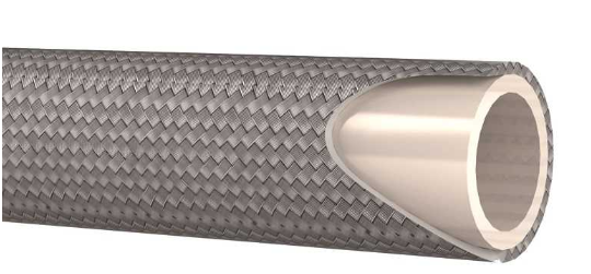 ½" PTFE, 120 bar smoothbore hose with 304L braid